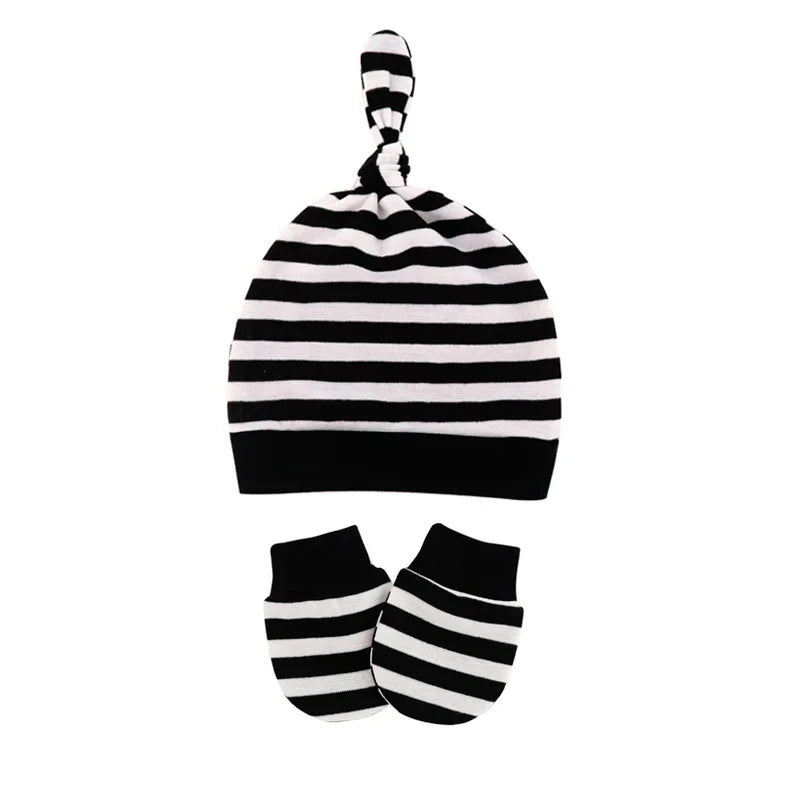 Bonnet pour nouveau-né avec gants, bonnet chaud en coton pour enfants, accessoires pour enfants, bonnet de nuit pour bébés de 0 à 6 mois, automne et hiver