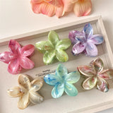 Summer Ice Transparency Pink Green Egg Flower Scratch Clip Shark Clip Sweet Fresh Marbled Plate Hair Clip Hair Scratch