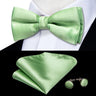 Hi-Tie Jacquard Silk Nœud papillon pour homme, ensemble de boutons de manchette et mouchoir, nœud papillon pré-noué, noir, blanc, gris, bleu, rouge, vert, rose, violet
