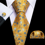 Ensemble élégant de cravates et boutons de manchette en soie à fleurs multiples pour homme, cravate jacquard à fleurs pour mariage, entreprise, fête, événement, Barry.Wang