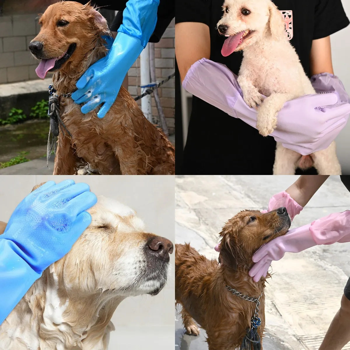 Reinigungshandschuhe für die Tierpflege, Badehandschuh für Hunde und Katzen, indirekter Shampoo-Gel-Schrubber, sauberer weicher Silikonhandschuh, Hand- und Hautschutz