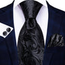 Hi-Tie – Cravate de mariage en soie violette unie à motif cachemire pour homme, ensemble de qualité avec boutons de manchette et mouchoir, cadeau tendance, livraison directe