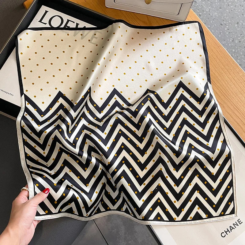 100 % natürlicher Seidenschal für Damen, quadratisch, 2024 Punkte, Druck, kleines Bandana, Haar, Kopftuch, Damen, Halstuch, echte Seidenschals, Tücher, Wickel