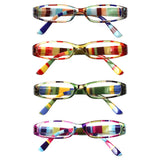 Blue Light Blocking Reading Glasses Spring Hinged Women with Striped Flower Frame Computer Goggle Reader Eyeglasses 0~+4.0