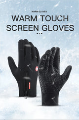 Autumn Winter Motorbike Gloves Men Women Windproof Anti-slip Touchscreen Fleece Keep Warm for Work Gloves Men Sports Bike Black