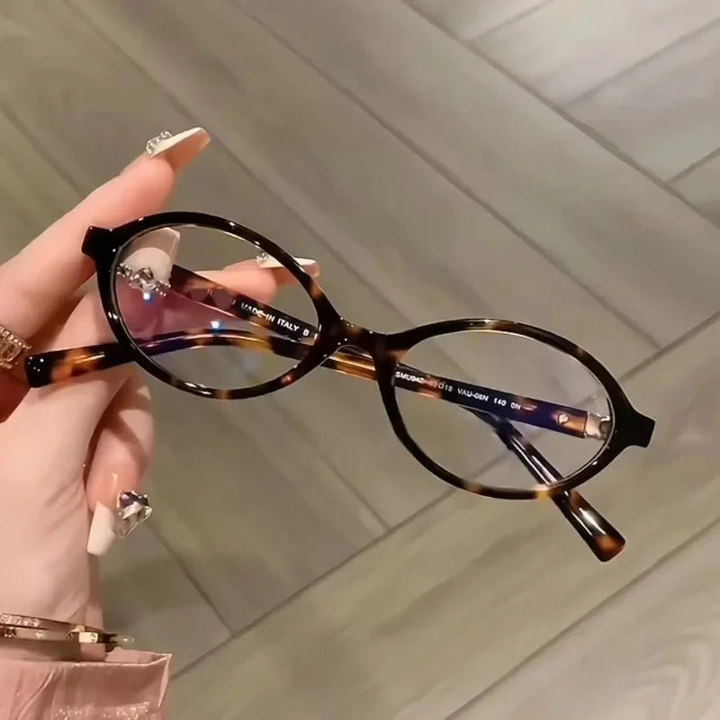 Oval Small Frame Retro Female Korean Plain Glasses Anti-blue Light Eyeglasses Eye Protection Ladies Optical Spectacle Eyeglass