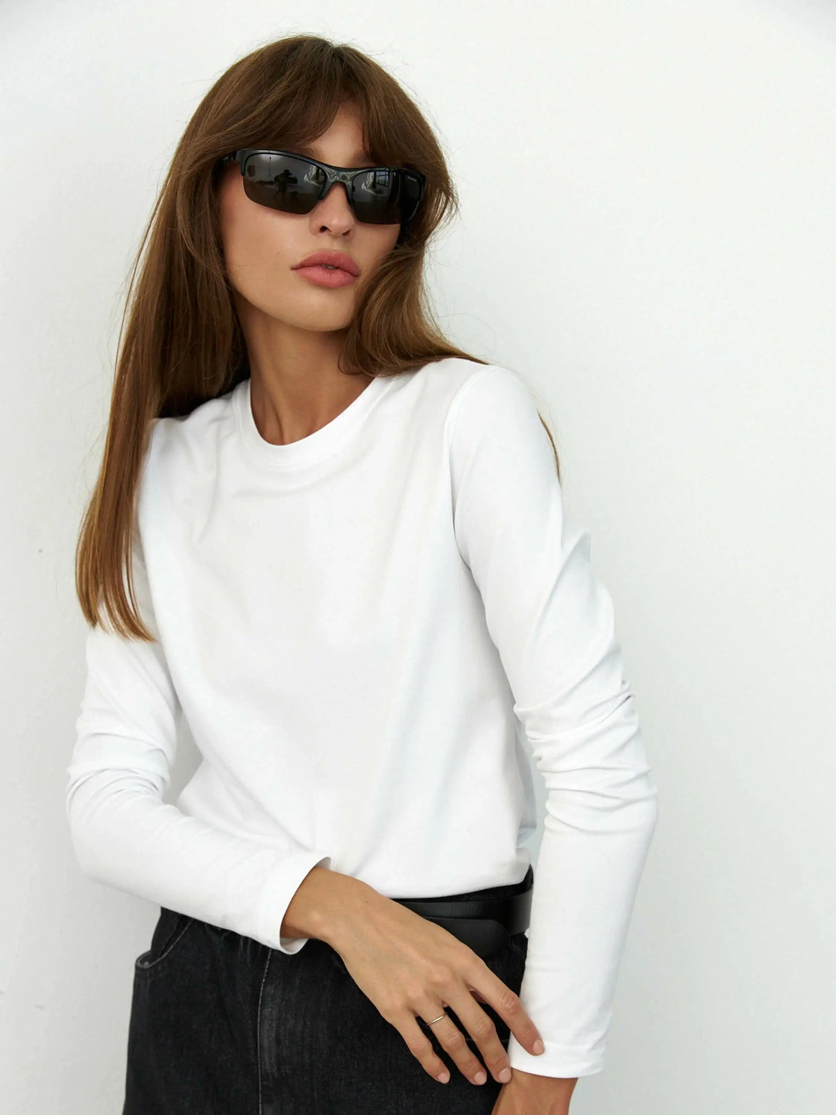 Wolfeel Women's Spring Autumn 100% Cotton T-shirt Bottoming Basic Solid Lady Long Sleeve Loose Tops Shirts Oversized T Shirt