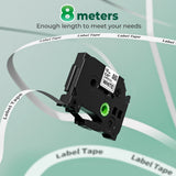 Ruban laminé 12 mm compatible avec les étiqueteuses Brother Ptouch PTH110, PTD600, D200, PTP710BT et E1000PRO (TZE231, TZE131, TZE631)