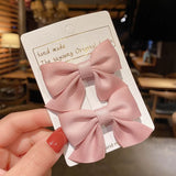 1Pair Cute Girls Hairgrips Hairpins Hair Clips Solid Color Ribbon Bow-knot Handmade Bows Barrettes Hair Accessories