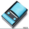 Gravatas For Men Newest design Silk Tie Handkerchief Cufflink Set Necktie Box Striped Blue Office