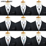 Vintage Bolo Tie Shirt Chain Cowboy Jazz Alloy Men Women Leather Rope Long Necklace Imitation Obsidian Sweater Chain Men Accesso