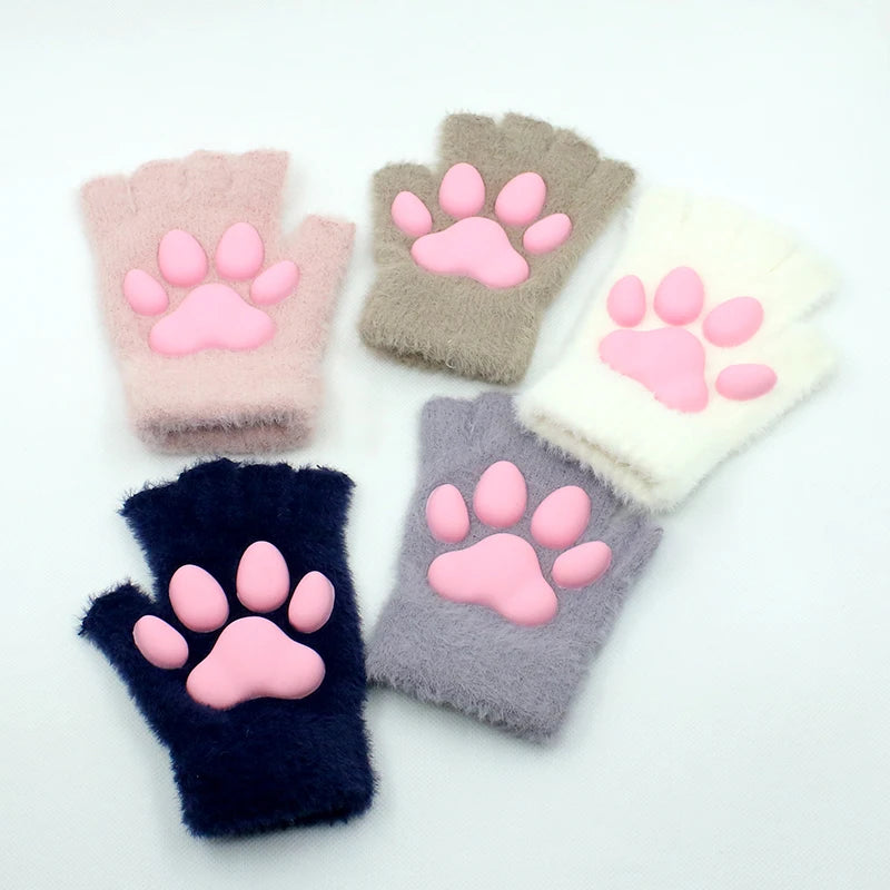 Gants en silicone tendance en forme de griffes de chat, mitaines en peluche 3D, mitaines tricotées pour chaton, accessoires de cosplay Lolita