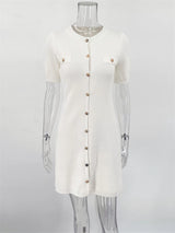 Robe courte élégante en tricot Trendix pour femme, coupe slim, taille haute, manches courtes, côtelée, idéale pour les vacances