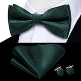 Hi-Tie Nœud papillon rayé noir et rouge pour homme, mouchoir, boutons de manchette, en soie pré-nouée, pour soirée d'affaires masculine, vente en gros