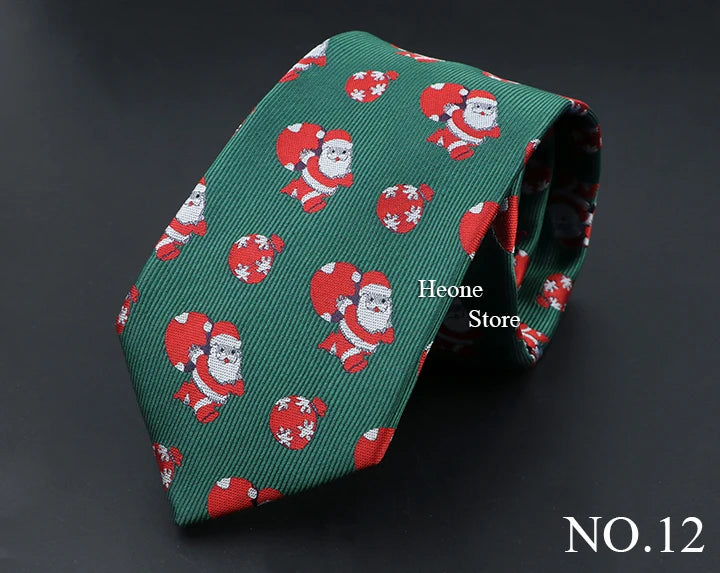 Classic Red Blue Christmas Tie For Men Father Festival Gift Santa Claus Snowman Tree Snowflake Elk Necktie Skinny 7cm Accessory