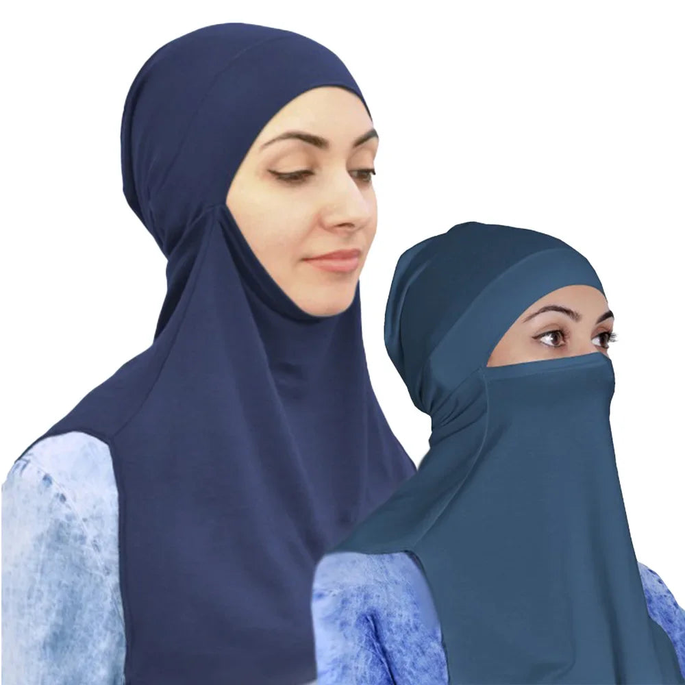 Abaya pour musulmane en coton modal, masque facial, couleur unie, confortable, pull pour femme, chapeau fendu, capuche, turban, écharpe, châle