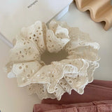 Lace Scrunchies for Women Elastic Hair Bands Ponytail Holders Tie Solid Color Hair Hoop Scrunchy Rubber Bands Women Hair Ring