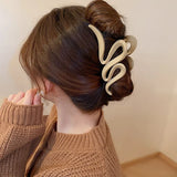 Pinces à cheveux ondulées en acrylique de couleur unie pour femmes, pinces à cheveux simples et polyvalentes en forme de requin, accessoires pour cheveux de tempérament français