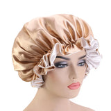 Bonnet de nuit en soie pour femme, double couche, couvre-tête, bonnet de douche tendance, bonnet réglable en satin de soie pour femme