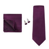 Necktie Fashion Brand Handmade Solid Necktie Handkerchief Cufflinks Set For Men Ties Suit Shirts Wedding Accessories Man Gifts