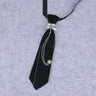 Cravate en ruban noir faite à la main, bijoux en strass cristal, chemises blanches pour hommes, étudiantes, garçons, col, cravates, uniformes, femmes