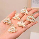 Lot de 6, 8 ou 10 petites pinces à cheveux géométriques en métal avec perles et strass pour femmes et filles