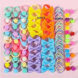 Ensemble de 120 accessoires pour cheveux pour filles, élastiques à cheveux colorés avec nœud papillon, pour queue de cheval