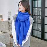 Fashion Cashmere Womens Scarf Winter Thick Warm Solid Cape Wraps Female Bandana Pashmina Tassel Ladies Long Wrap Shawl Blanket