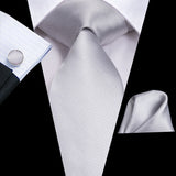 Cravate de mariage en soie unie bleu clair Hi-Tie pour homme, design tendance, boutons de manchette élégants, pour affaires, fête, livraison directe
