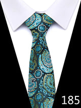 Cravate homme 7,5 cm, style nouveau, bleu, vert et orange, motif cachemire, motif floral, pour mariage, travail