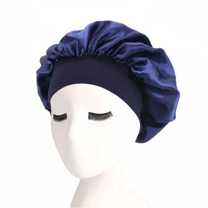 Hair Bonnet for Sleeping Silk Nightcap Satin Elastic Narrow Brim Shower Cap Round Hat Home Hair Care Cap Satin Bonnet