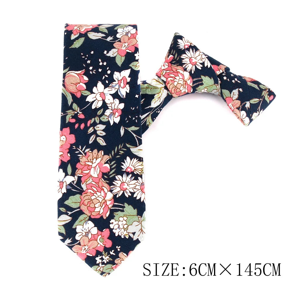 Cravates fines à imprimé floral pour hommes et femmes, en coton, pour garçons et filles, pour costumes, pour fête de mariage, cadeaux pour hommes
