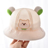 Summer Breathable Mesh Baby Hat Cute Bear Infant Boy Girl Bucket Hats Korean Cartoon Toddler Kids Casual Fisherman Cap