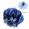 High Quality Double Sided Layer Waterproof Shower Cap Solid Color Satin Hair Bonnet Cap For Women