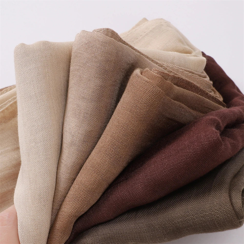 High Quality Cotton Linen Scarf Muslim Solid Colour Turban Women's Long Veil Headband Scarf Wrap Summer Sunscreen Shawl Hijab