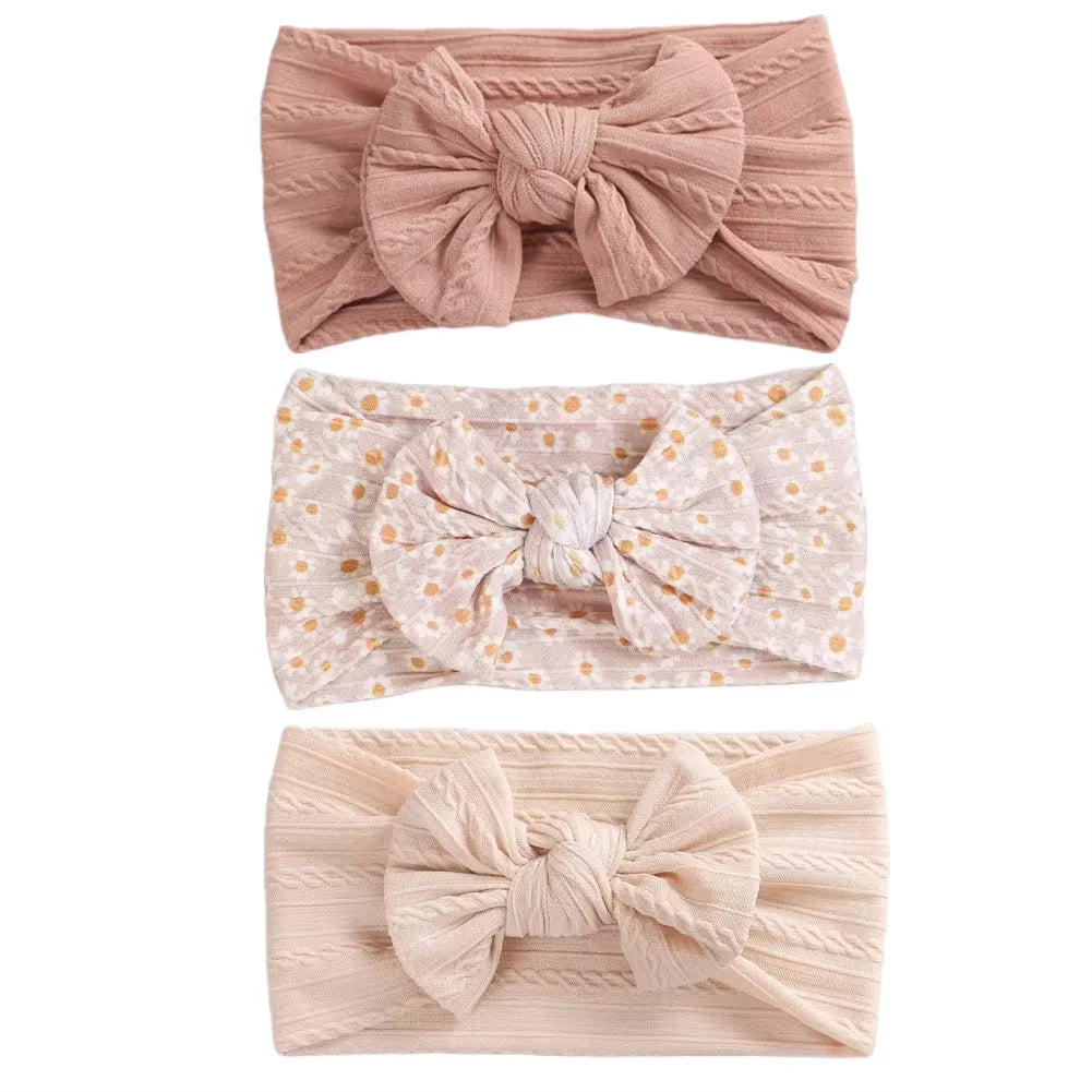 Lot de 3 bandeaux élastiques et doux pour bébé, jolis nœuds, accessoires pour cheveux
