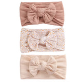 Lot de 3 bandeaux élastiques et doux pour bébé, jolis nœuds, accessoires pour cheveux