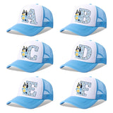 Casquette de baseball Blueyi Bingo pour enfants, motif dessin animé AZ, imprimé lettres, chapeau de soleil, casquettes d'été décontractées, casquettes Kawaii à visière réglable, cadeau pour enfants