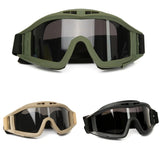 Outdoor Airsoft Tactical Goggles 3 Lenses Wind and Dust Resistant Shooting Motocross Mountaineering Glasses CS Safety Protection
