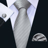 Cravate de luxe pour homme, ensemble de boutons de manchette et mouchoir en soie à rayures rouges, style business, Barry.Wang, accessoire tendance pour mariage, fête, décontracté