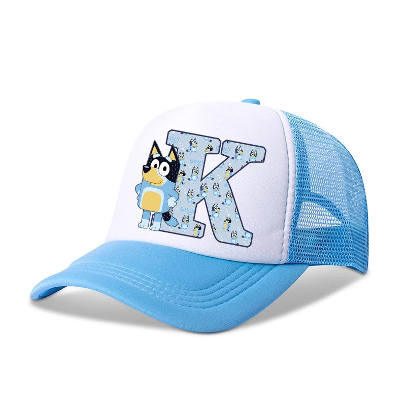 Casquette de baseball Blueyi Bingo pour enfants, motif dessin animé AZ, imprimé lettres, chapeau de soleil, casquettes d'été décontractées, casquettes Kawaii à visière réglable, cadeau pour enfants