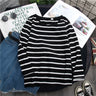 1PC Spring and Autumn Winter Black Striped Top with Foreign Style Ins Bottom Shirt Women Long Sleeve T-shirt