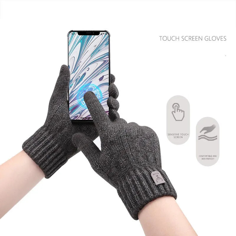 Gants chauds pour hommes 2023, nouveaux gants d'hiver à écran tactile et gants en polaire, gants tricotés en laine chaude et froide