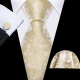 Cravate de mariage noire, dorée et rose pour homme, en soie florale, motif jacquard, pochette, boutons de manchette, pour soirée d'affaires, Barry.Wang