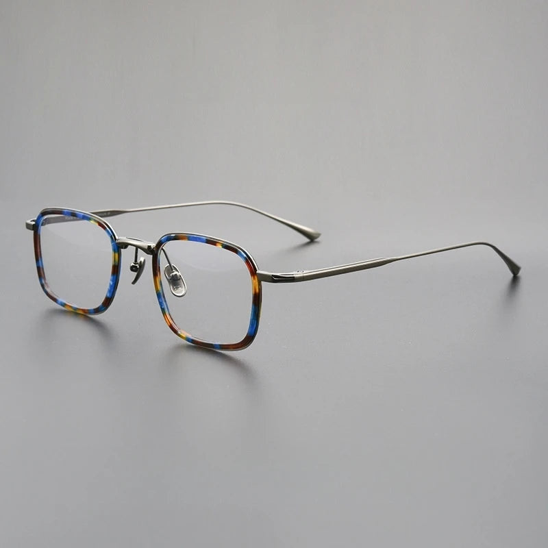 TFTB Retro All Pure Titanium Men's Glasses Luxury Square Small Framework Ultralight Optical Prescription Eyeglasses Frame 142mm