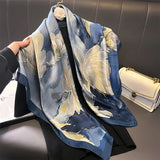 Foulard carré en satin de soie imprimé pour femme, hijab, bandana, 90 cm