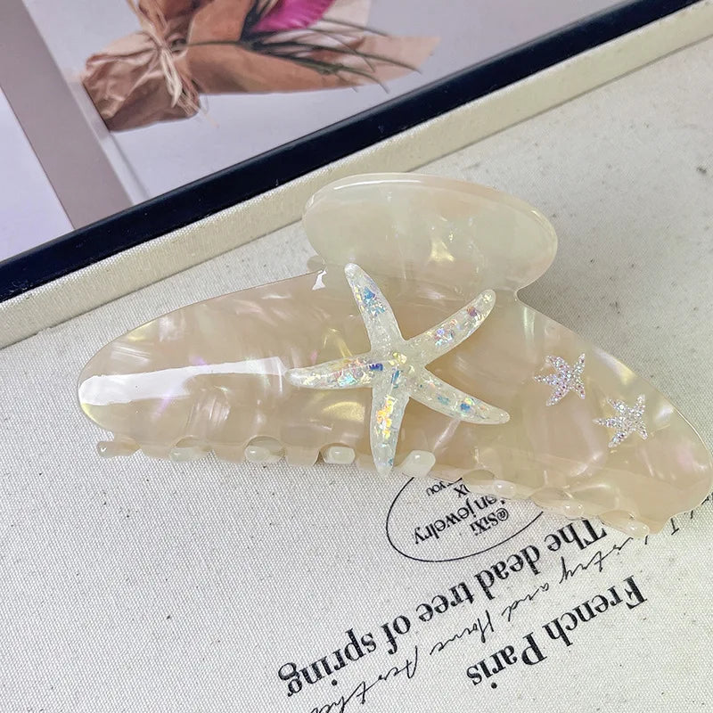 Pince à cheveux YHJ en forme d'étoile de mer pour femme, pince à cheveux en acétate et strass, bijoux de vacances, pince à cheveux tendance, accessoires pour cheveux