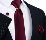 Ensemble de cravates en soie de luxe pour hommes, cravate, mouchoir, boutons de manchette avec anneau en métal doré, broche, costume, fête de mariage, accessoires pour hommes