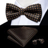 Hi-Tie Jacquard Silk Nœud papillon pour homme, ensemble de boutons de manchette et mouchoir, nœud papillon pré-noué, noir, blanc, gris, bleu, rouge, vert, rose, violet