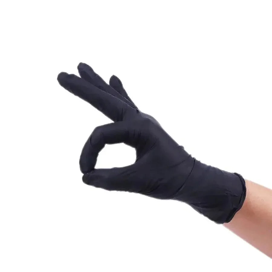 Lot de 20 gants jetables multifonctions en nitrile noir PVC, parfaits pour la réparation automobile, la préparation des aliments, la teinture des cheveux, etc.